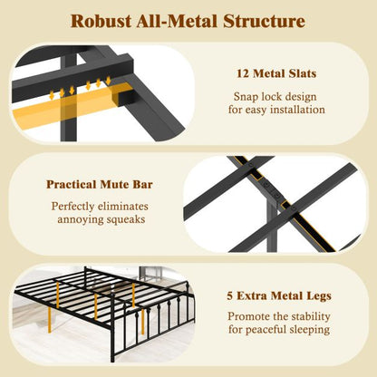 Single/Double/King Size Metal Bed Frame with Headboard
