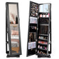 360° Swivel 3-in-1 Jewelry Cabinet, Lockable Jewelry Armoire Storage Unit with Full Length Mirror and Display Shelf