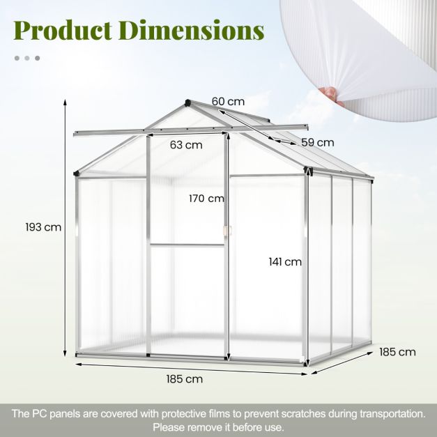 185 x 185 cm/244 x 185 cm Greenhouse Large Walk-in Green House