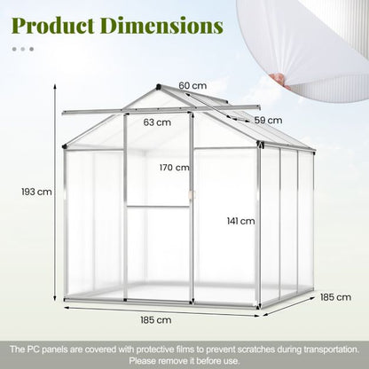 185 x 185 cm/244 x 185 cm Greenhouse Large Walk-in Green House