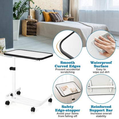 Portable Bedside Table with 9 Level Adjustable Height