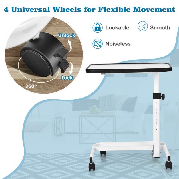 Portable Bedside Table with 9 Level Adjustable Height