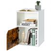 Set of 2 Wooden Bedside Tables with Open Shelf and Door