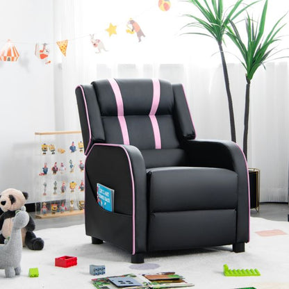 Kids Recliner Chair with Adjustable Backrest Footrest & Side Pockets