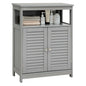 Bathroom Floor Cabinet, Wooden Freestanding Storage Cupboard with Double Shutter Door