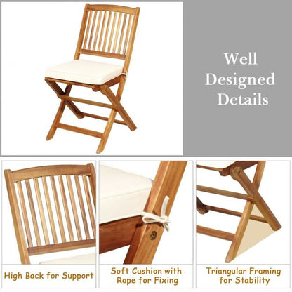 3 Piece Folding Bistro Set with Cushions for Patio