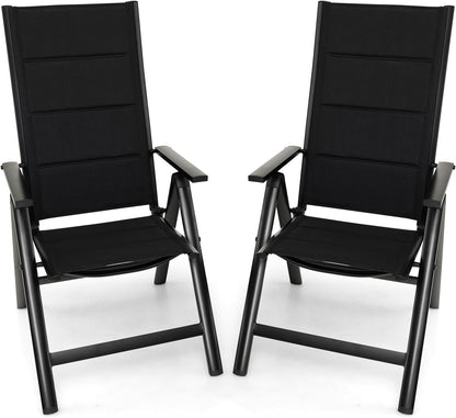 GiantexUK Patio Folding Chair Set of 1/2, Outdoor Dining Chairs with Soft Padded Seat (With Sponge Padded)