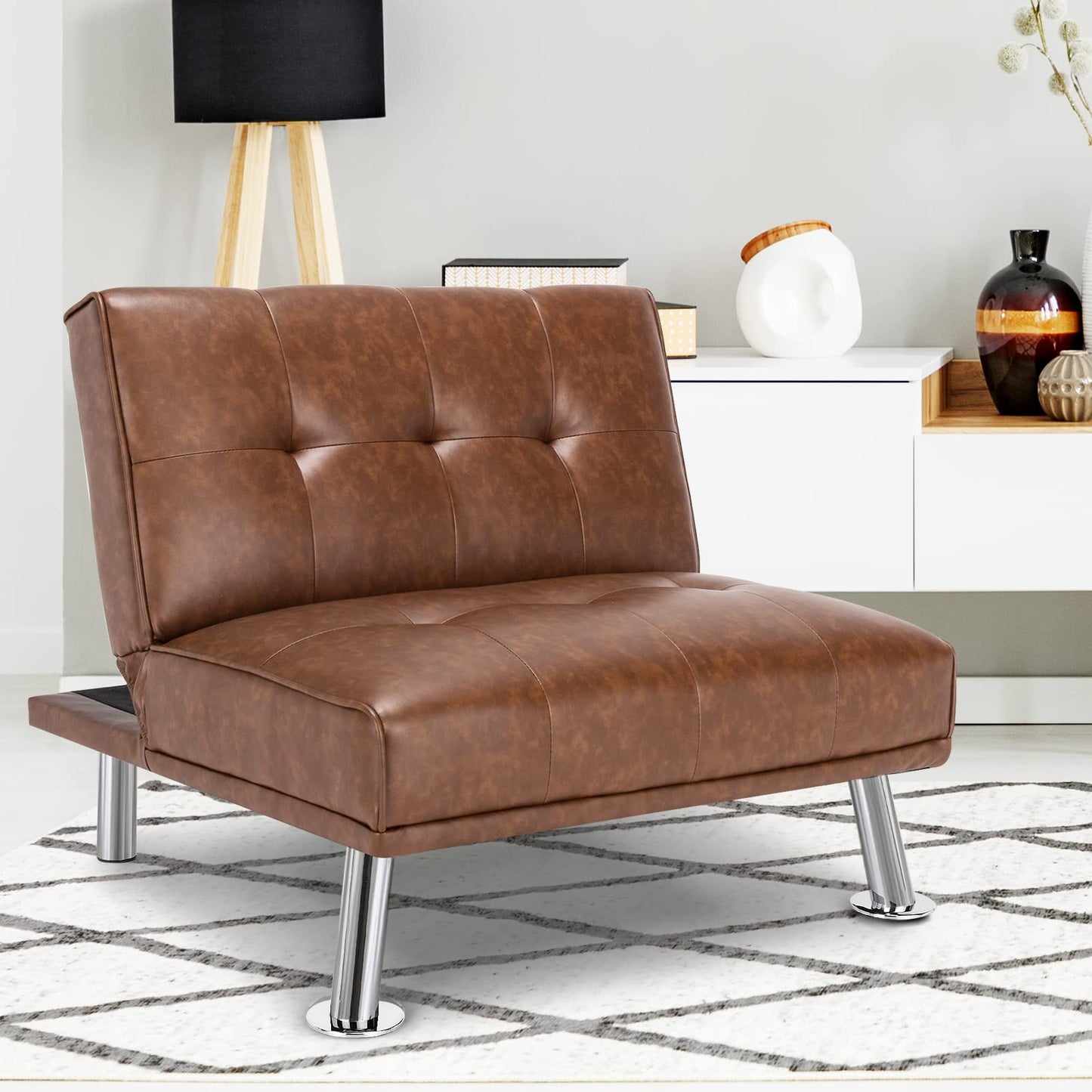 Single Sofa Chair with 3-Position Adjustable Backrest for Home Office