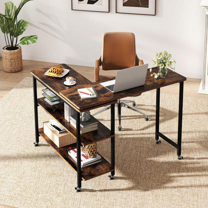 360° Free Rotating Sofa Side Table with Swivel and Sliding Tabletop