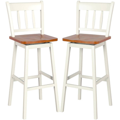 GiantexUK Bar Stools Set of 2, Rubber Wood Swivel Barstools with Back & Footrest