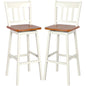 GiantexUK Bar Stools Set of 2, Rubber Wood Swivel Barstools with Back & Footrest