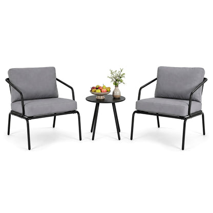 3-Piece Patio Bistro Set, Garden Furniture Set with Padded Cushions