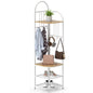Corner Hall Tree 4 Tier Coat Rack with Storage Bench and Hooks
