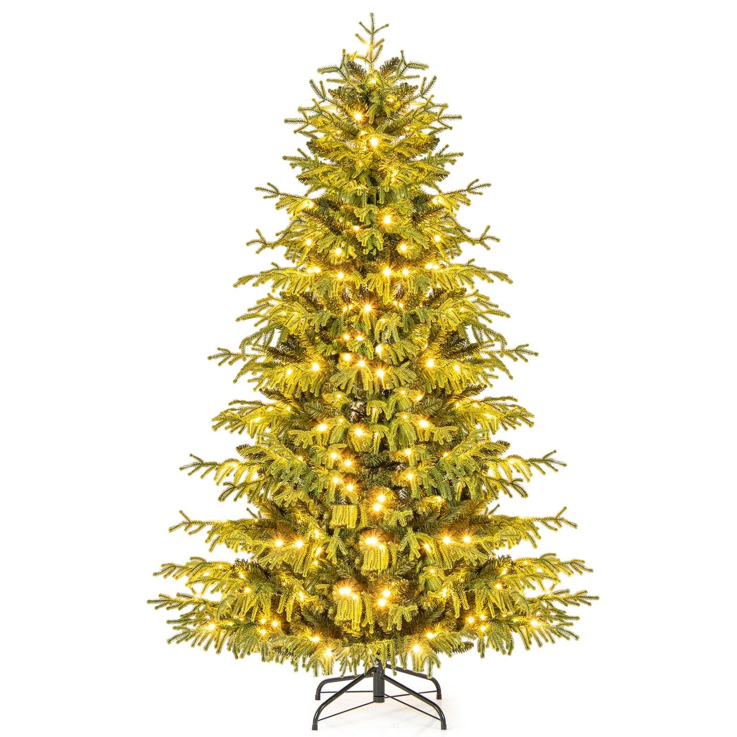 Artificial Christmas Tree Pre-lit Hinged Xmas Tree with LED Lights Seasonal Decoration Tree