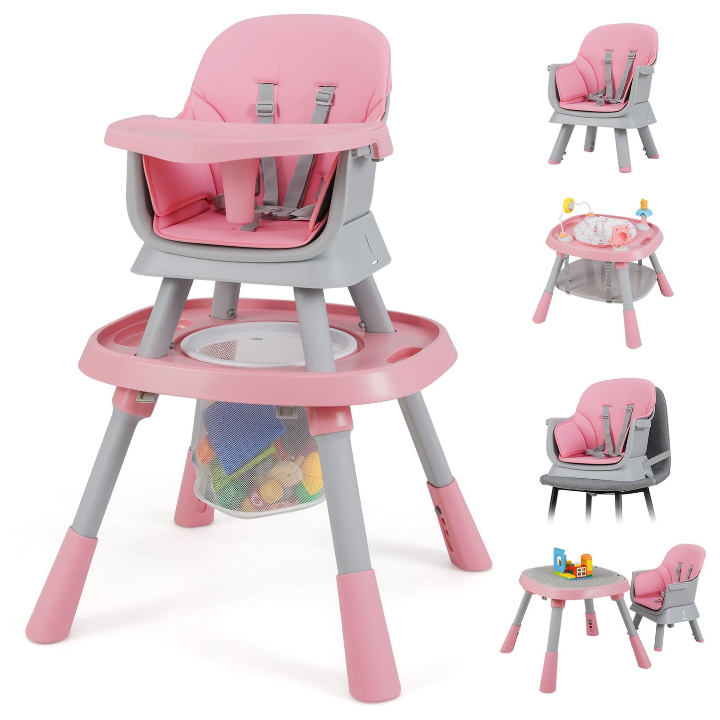 16 in 1 Convertible Highchair/Table Chair Set/Building Block Table/Booster Seat with Removable Tray