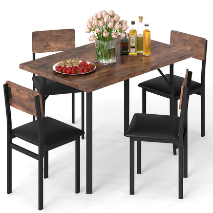 5-Piece Dining Table Set for 4 People with Metal Leg for Small Room