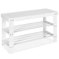 Giantex Bamboo Shoe Storage Bench 3-Tier Shoe Rack Stand Seater, Shoes Organizer