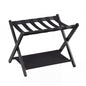 Folding Luggage Rack, Solid Rubber Wood Suitcase Stand with Storage Shelf