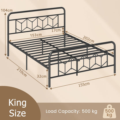 Giantex 3FT/4FT6/5FT Metal Platform Bed Base with High Headboard