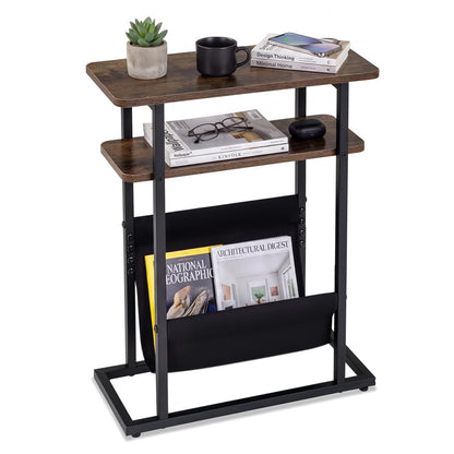 Slim Side Table, Narrow End Table for Small Spaces