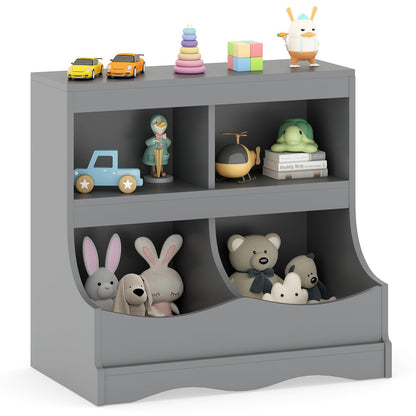 Kids Bookcase, Wooden Toy Storage Unit with Shelves and Compartments
