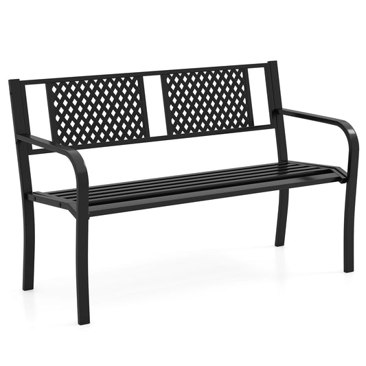 Diamond Pattern 2-3 Seater Heavy Duty Metal Frame Loveseat Park Bench
