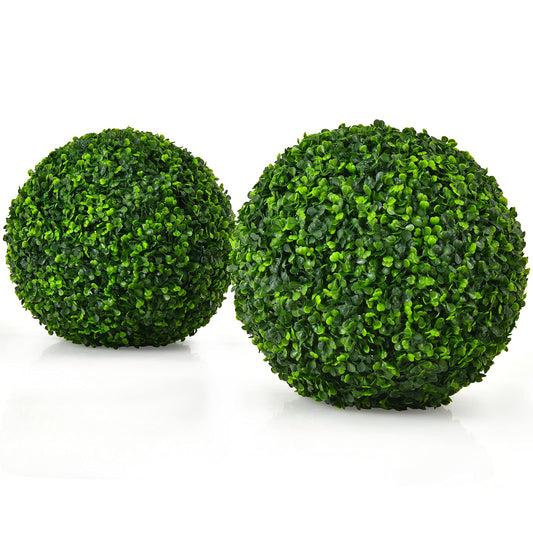 Set of 2 Artificial Topiary Balls with White Flowers