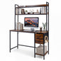 Computer Desk with Hutch, Reversible Executive Writing Workstation PC Laptop Table