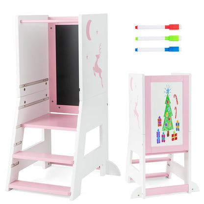 Height Adjustable Toddler Kitchen Learning Tower with Safety Rail