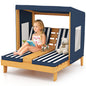 Kids Double Sun Lounger, 2-Seater Garden Lounge Chair with Canopy