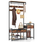 Freestanding Coat Rack with Shoe Rack and Storage Shelf