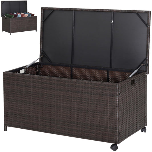 190L Weatherproof Garden Storage Box with Zippered Liner & Pneumatic Rod