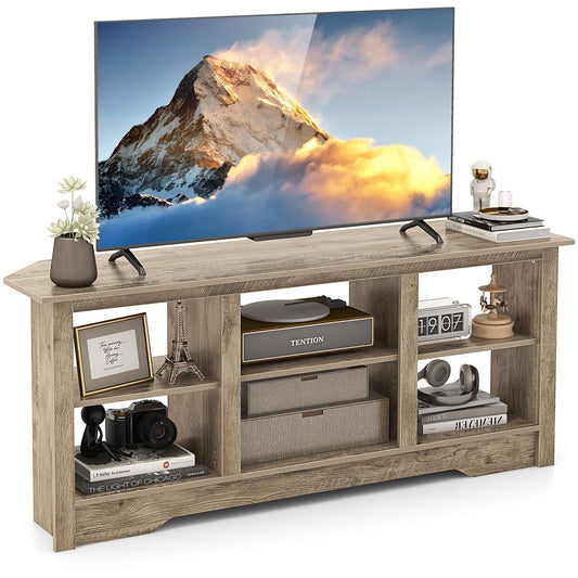 147cm TV Stand for TVs up to 65 Inches with 6 Open Storage Shelves