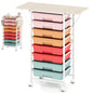 8 Drawers Storage Trolley with Wooden Top & Foldable Side Panels
