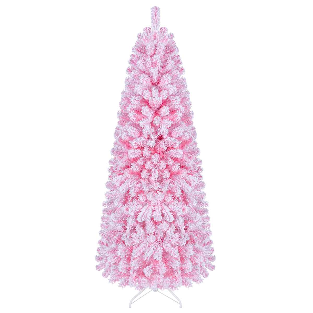 Artificial Christmas Tree, Snow Flocked Xmas Tree with Branch Tips and Foldable Metal Stand