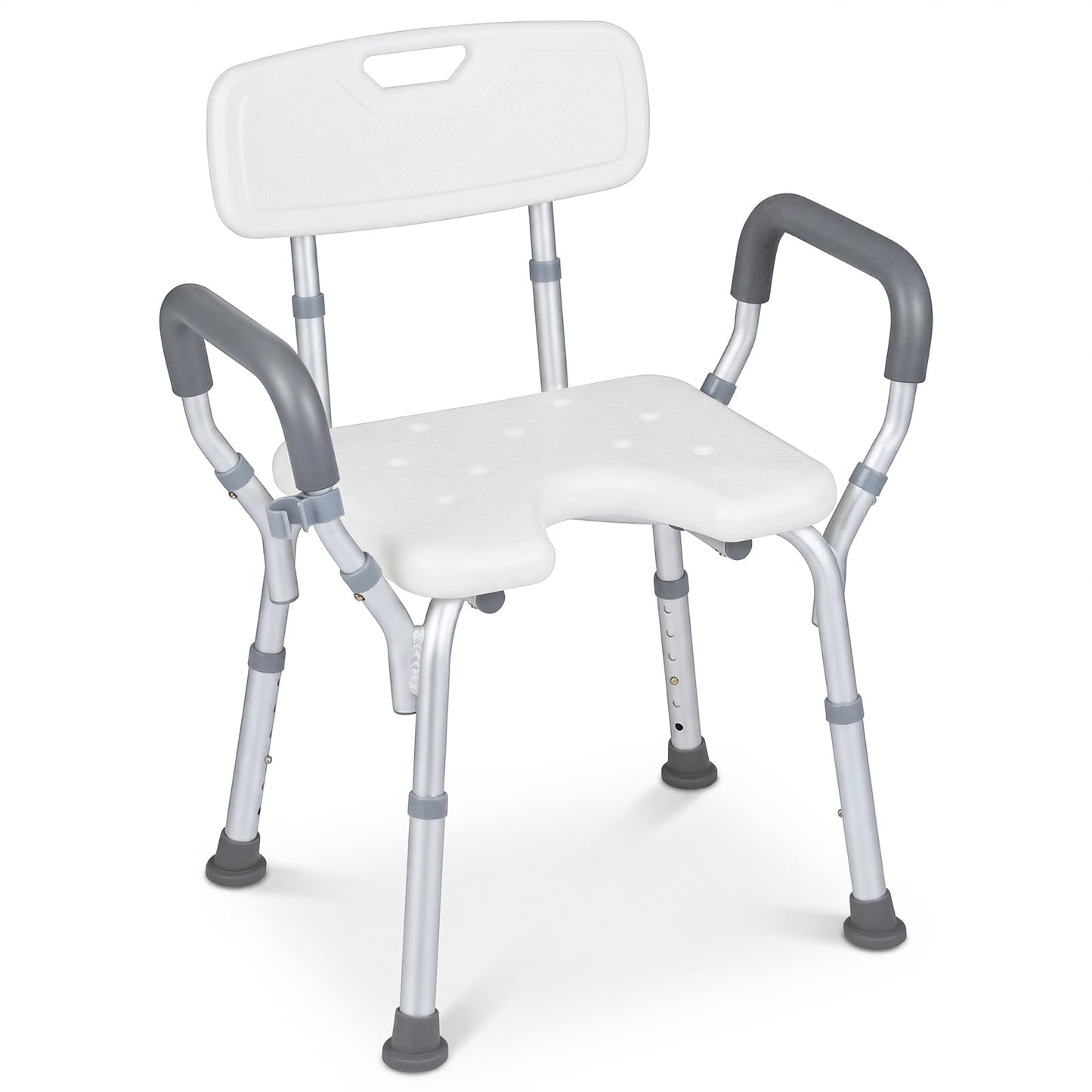 Shower Chair with Back and Arms, 6 Height Adjustable Bath Seat Shower Stool