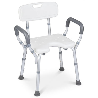 Shower Chair with Back and Arms, 6 Height Adjustable Bath Seat Shower Stool