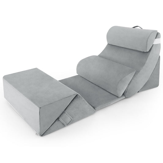 7 PCS Adjustable Support Pillow Set Bed Wedge Pillows with Memory Foam