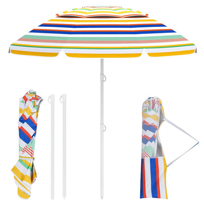 178 cm Beach Umbrella Sun Protection Portable Outdoor Sunshade Parasol for Sand