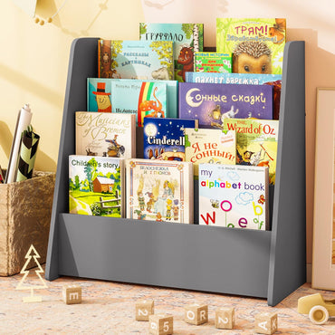 4-Tier Kids Bookshelf with Deep Compartments for Kids Bedroom