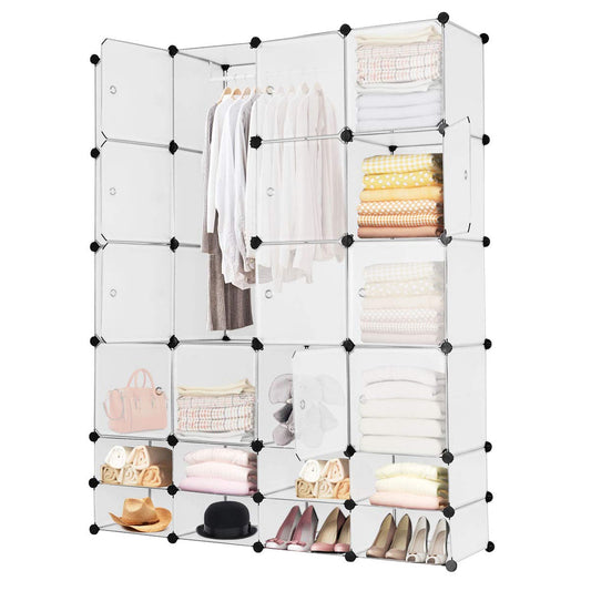 24 Cube DIY Interlocking Combination Armoire with 16 Cubes