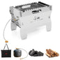 Giantex 2-in-1 Camping BBQ Grill Portable Dual Fuel Butane Gas Fire Pit with Stainless Steel Grate and Carrying Bag