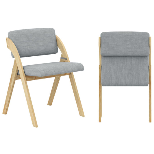 Wooden Counter Dining Chairs with Linen Fabric Seat Set of 2