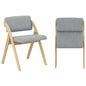 Wooden Counter Dining Chairs with Linen Fabric Seat Set of 2