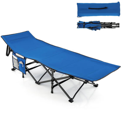 28" Extra Wide Portable Camping Bed Cot with Side Pocket & Carry Bag