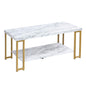 Marble Effect Cocktail Center Table with Storage Shelf