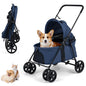 Pet Stroller, Foldable Dog Pushchair with 360°Swivel Wheels