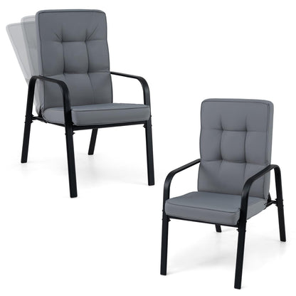 Garden Chairs Set of 2, Outdoor Dining Chairs with 5-Level Adjustable Backrests
