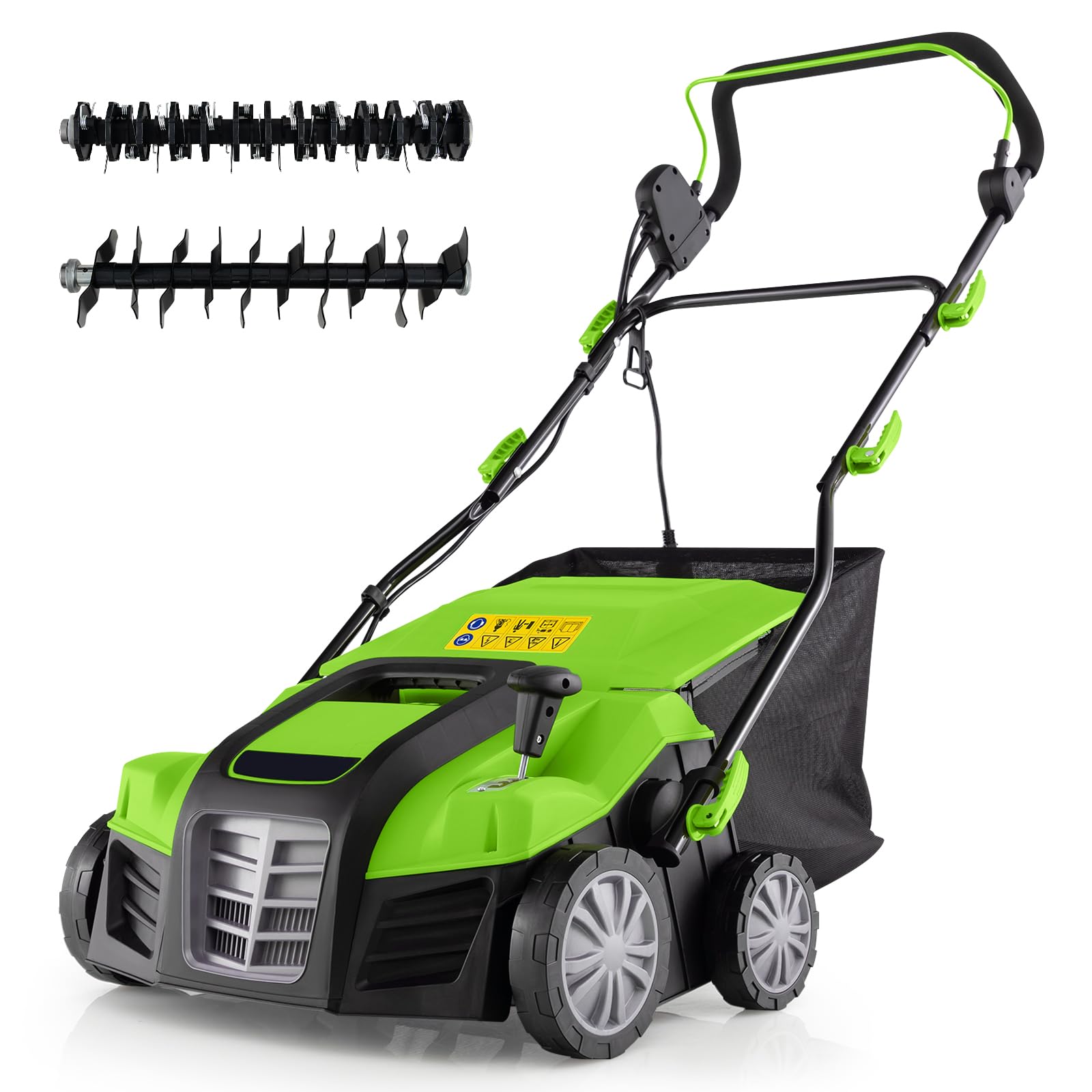 Lawn Scarifier and Aerator 2 in 1, 2000W Folding Garden Lawn Rake with ...