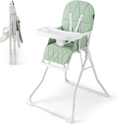 Foldable Baby Highchair Infant Dining Chair with 3-Position Adjustable Tray & Footrest